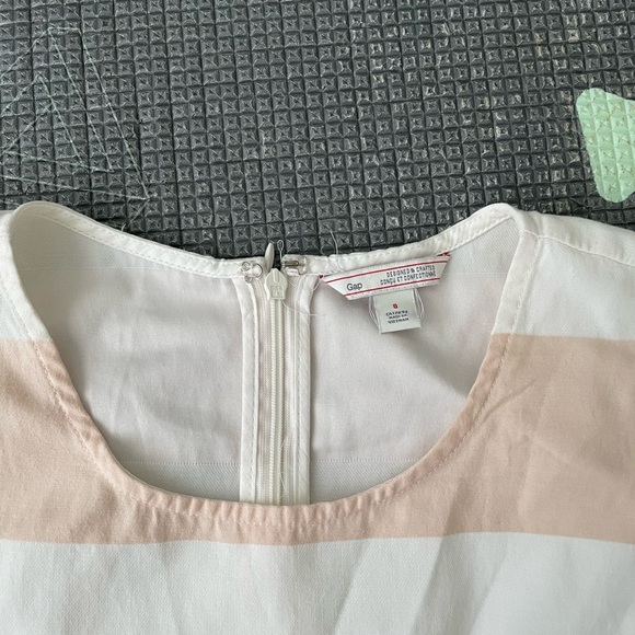 Gap Nude peachy Pink & white striped fit & flare summer dress size 0 - Picture 14 of 15